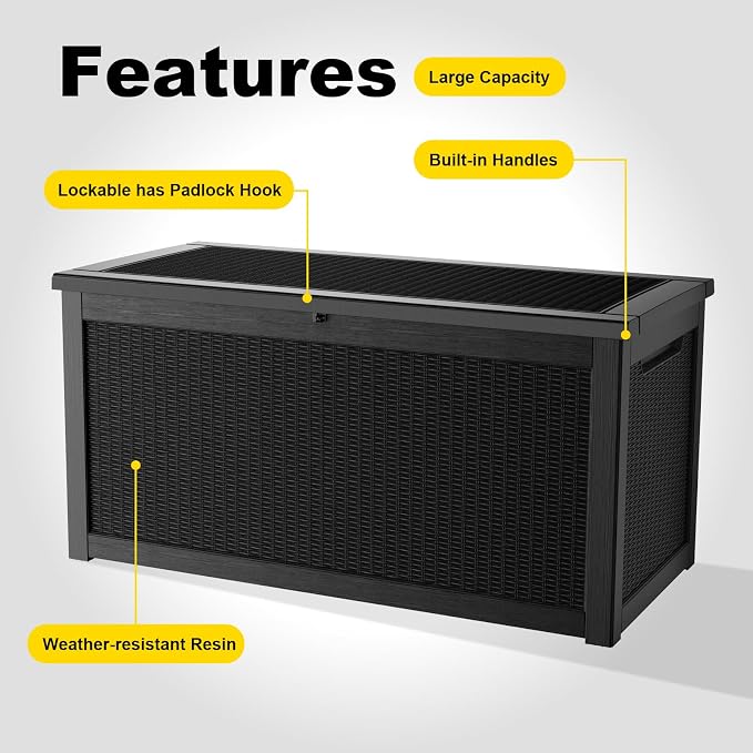 ROJIK Outdoor Storage Housing Deck Box, Waterproof Patio Furniture, Garden Tools - Image 5