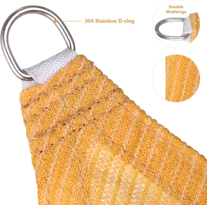 Eden's Decor Straight Flat-Edged Sun Shade Sail Rectangular 14' x 20' Wheat - Image 2