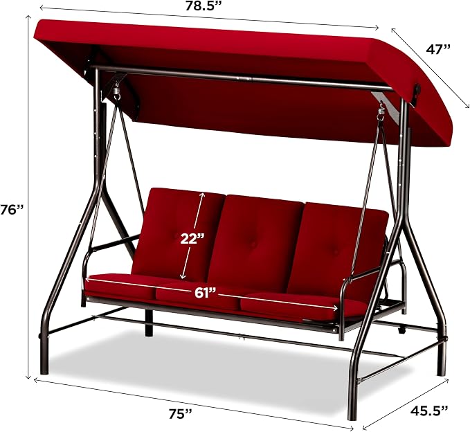 Porch Swing - 3-Seat Patio Outdoor Swing - Image 6