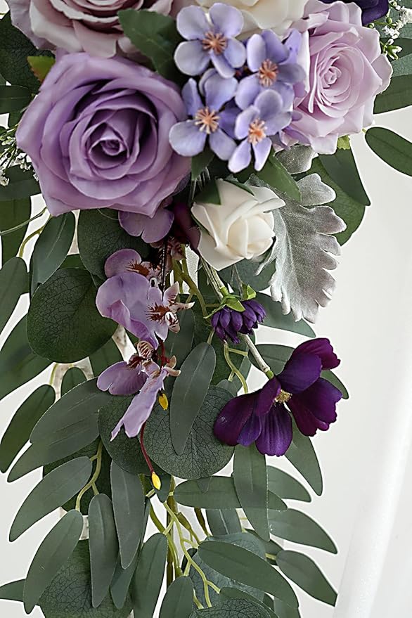 Artificial Flowers Wedding Arch Swag Kit, Purple Silk, 26Ft Draping Fabric