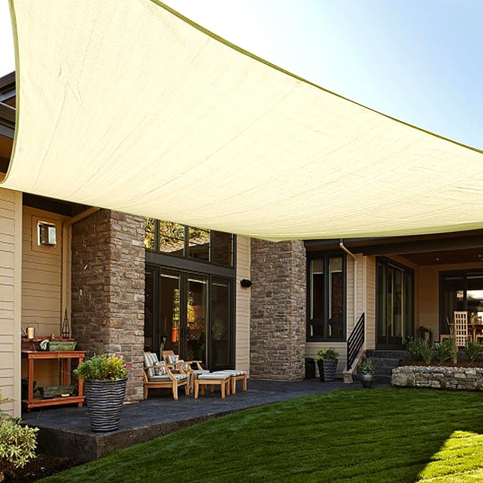 LOVE STORY Custom Size 6'x12' Butter Cream Sun Shade Sail Rectangle UV Block by LOVESTORY