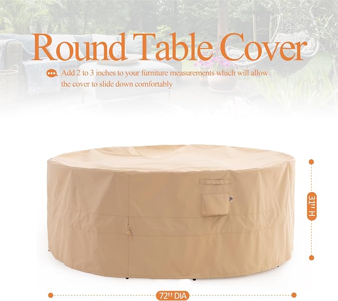 WJ-X3 Round Patio Furniture Cover, Waterproof, UV Resistant, Anti-Fading - Image 7