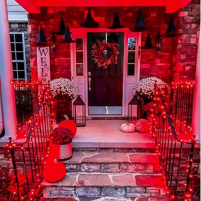 String Lights, 500 Red LEDs, 173 Ft, 8 Modes with Timer