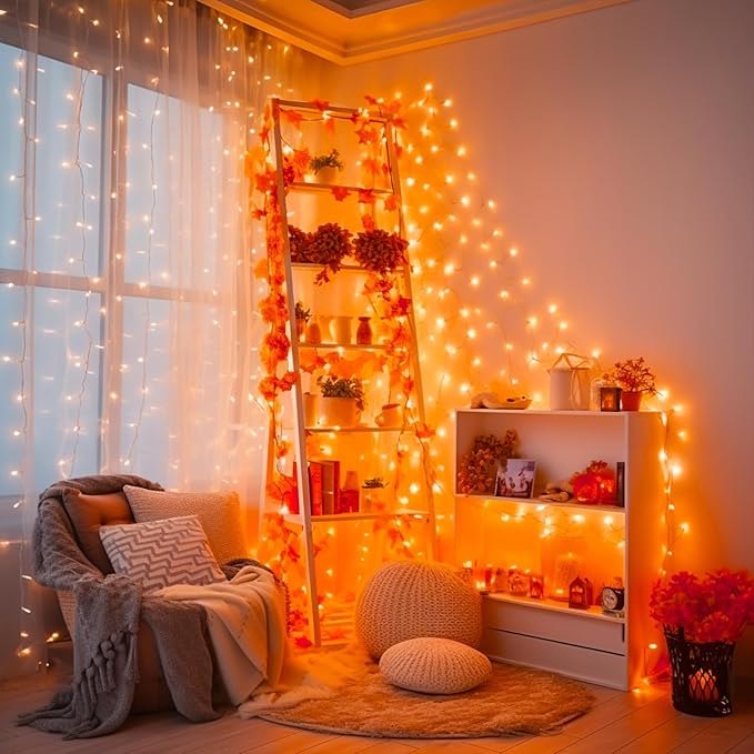 String Lights in Orange, 500 LEDs, 173 Feet, IP44 Waterproof