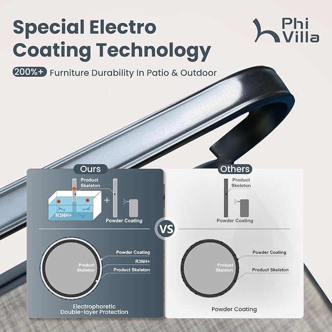 PHI VILLA Patio Dining Table and Chairs, 6 Swivel Dining Chairs - Image 4