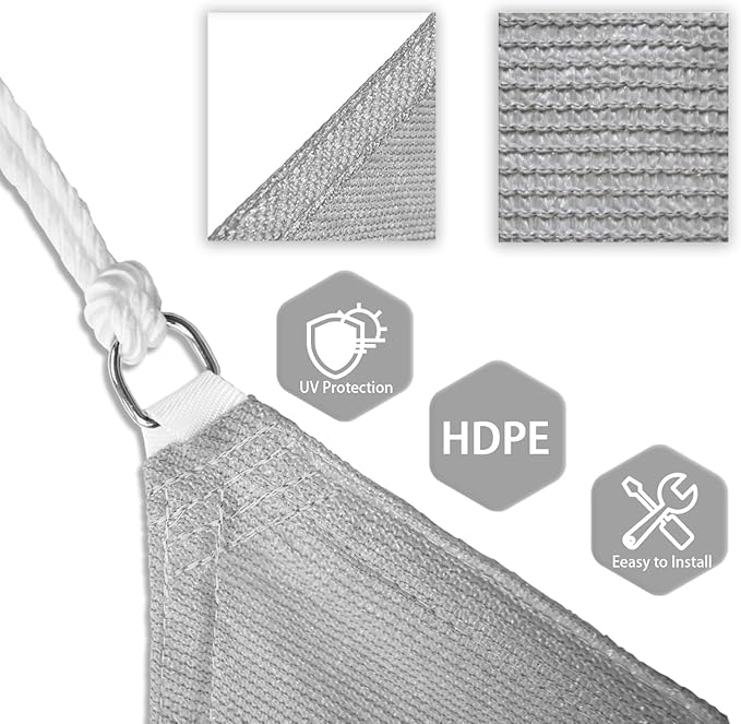 Patio Paradise 13' x 13' x 12'10" Sun Shade Sail Triangle Canopy, Permeable - Image 3