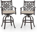 PHI VILLA Outdoor Swivel Bar Stools Set of 2, Cast Aluminum High Top Pub Height by PHIVILLAThepioneerofcomfortablehouseholdsupplies