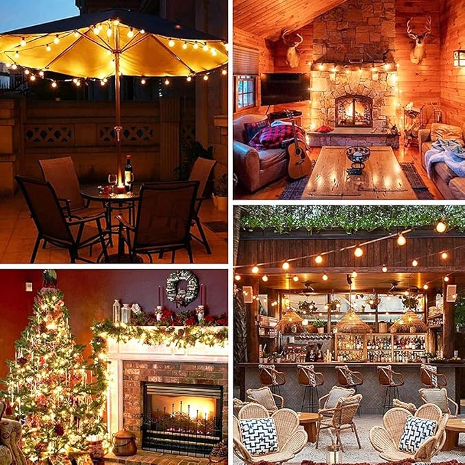 String Lights, 50 ft Clear Globe LED Patio Lights in Warm White