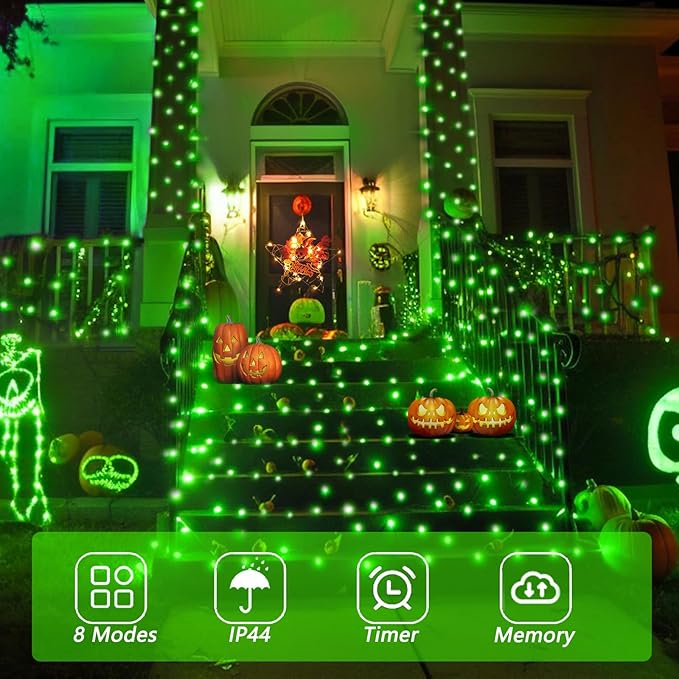 String Lights, 500 LEDs on 165ft, IP44 Waterproof, Green