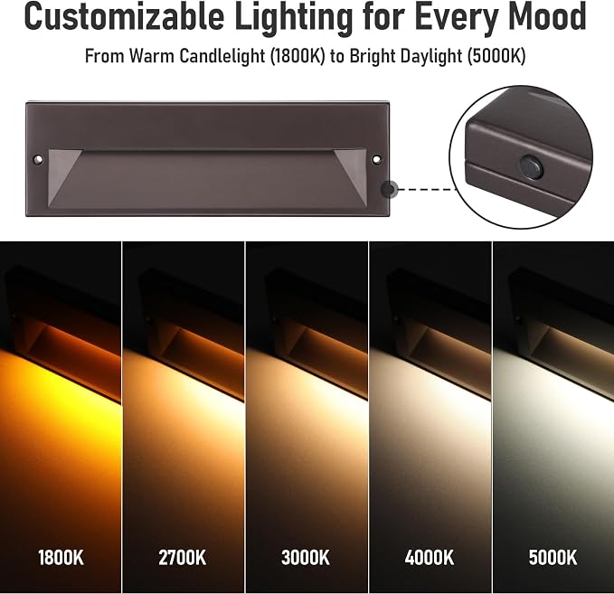 LEONLITE 10.6 Inch 5CCT LED Low Voltage Step Lights, 12–24V AC/DC 6W Surface - Image 5