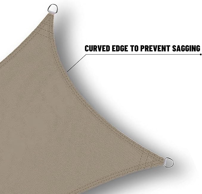 SUNNY GUARD Waterproof Sun Shade Sail 8'x9'x12' Taupe Right Triangle UV Block - Image 5