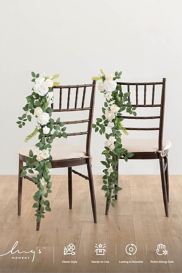 Artificial Wedding Aisle Flower Swags, 10 Pack, 30-Inch White and Sage
