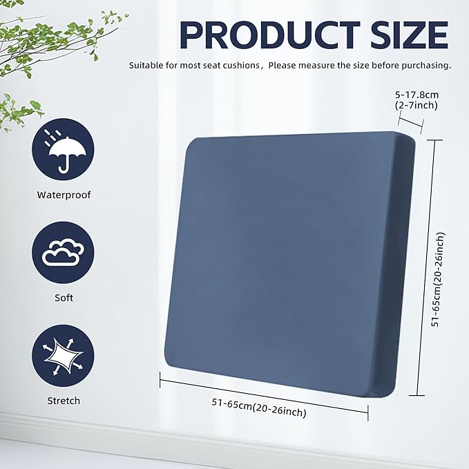 Outdoor Cushion Covers, 8 Pack Stretch Fit in Grey Blue