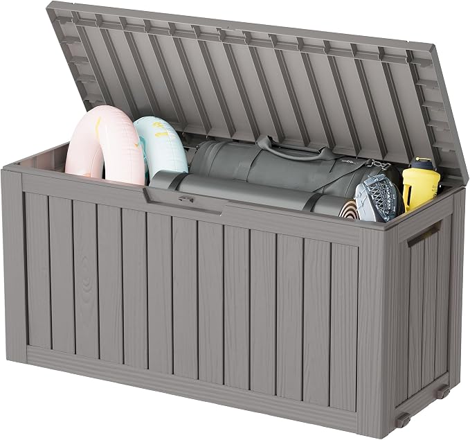 KAMABOKO Deck Box, 75 Gallon Resin Indoor and Outdoor Storage Boxes Waterproof by KAMABOKO