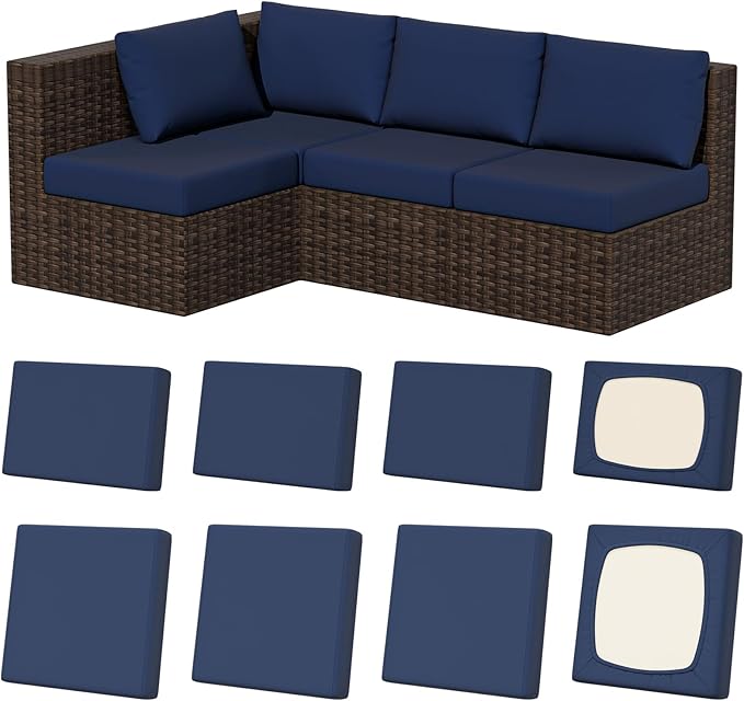 Cushion Covers, 8-Pack Stretch Slipcovers in Navy Blue