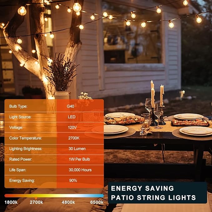 String Lights 150FT Warm White LED, IP65 Waterproof, Shatterproof