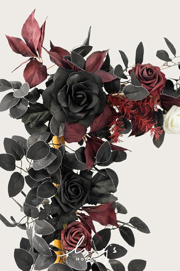 Artificial Flower Garland 5 Ft Foam Rose Vine in Burgundy and Dusty Rose