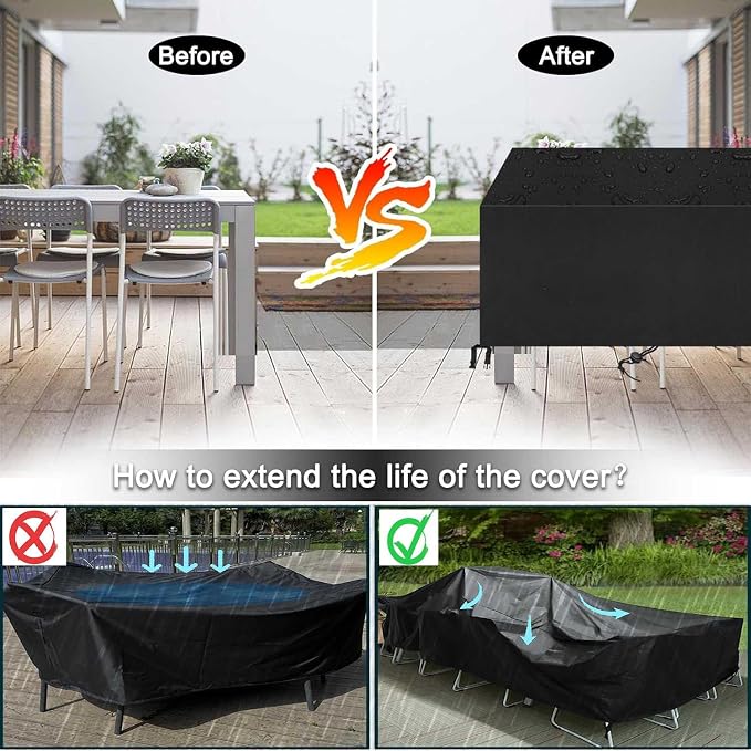 Patio Furniture Covers Outdoor Table Cover Waterproof Rectangular Patio Dining - Image 5