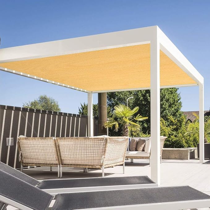 Eden's Decor Straight Flat-Edged Sun Shade Sail Rectangular 13' x 16' Wheat - Image 5