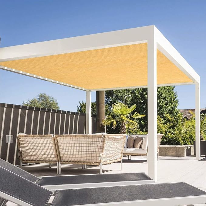 Eden's Decor Straight Flat-Edged Sun Shade Sail Rectangular 6' x 15' Wheat - Image 5