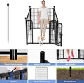 Decorative Garden Fence, 48 in High Black Iron Metal with Gate