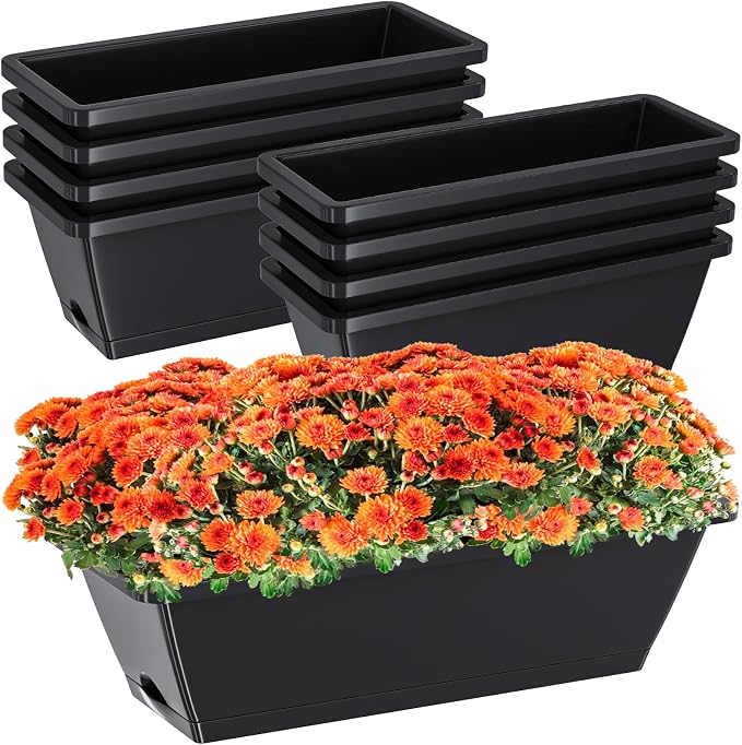 Planter Boxes for Domestic Gardening 8 Pcs, 17 Inch Long Window Sill Planter by Tectsia