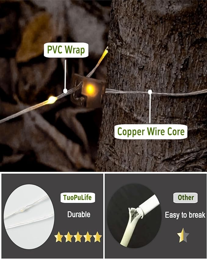 String Lights, 150 LED Solar Lantern with Remote and USB Charging