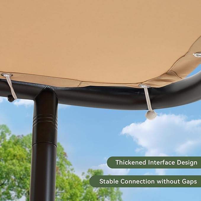 Lean-To Gazebo 10x6 ft Khaki Sloped Roof Pergola, UPF50+ Shade