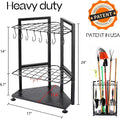 Storage Rack Yard Tool Organizer, Iron, 31 Holes, Free Standing