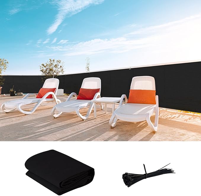LOVE STORY Custom Size 3.3'x34' Black Balcony Privacy Screen, UV Block Privacy by LOVESTORY
