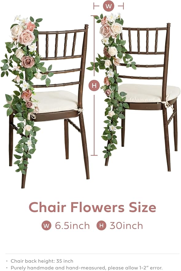 Artificial Flowers Wedding Chair Floral Swags, 10 Pack, Dusty Rose