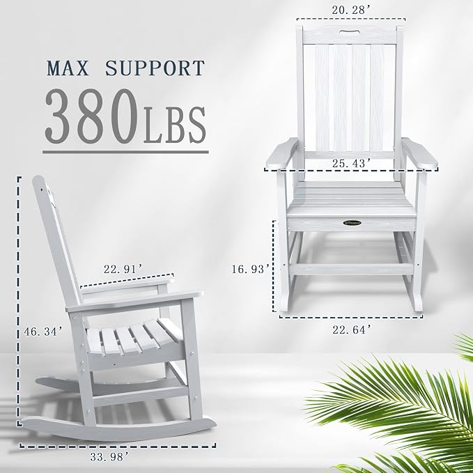 Oversized Rocking Chair Set of 4, Outdoor Rocking Chair - Image 3