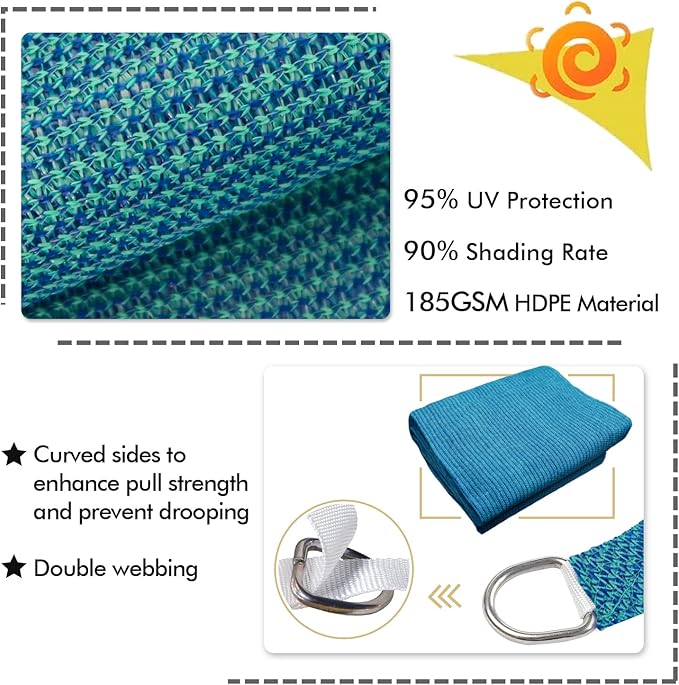 KANAGAWA 14'X20' Turquoise Mix Custom Size Sun Shade Sail Rectangle UV Block - Image 3