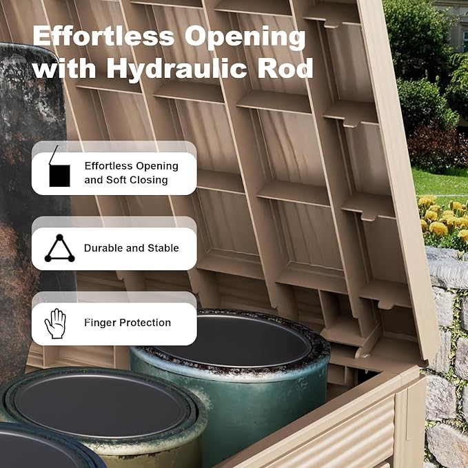 Deck Box 45 Gallon Grey Resin Lockable Outdoor Storage Bin