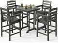 VINGLI 5-Piece Outdoor Patio Bar Table and Chairs Set, HDPE Bar Set All Weather by VINGLI