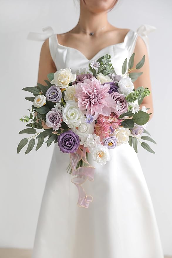 Artificial Flowers in Light Purple, 31 Flower Heads with Wired Stems
