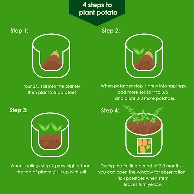 Delxo 5 Pack 10 Gallon Potato Grow Bags, Garden Planting Growing Bag - Image 5