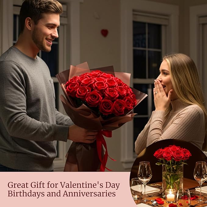 Artificial Flowers: 104 Pcs Red Faux Roses in Silk and Plastic