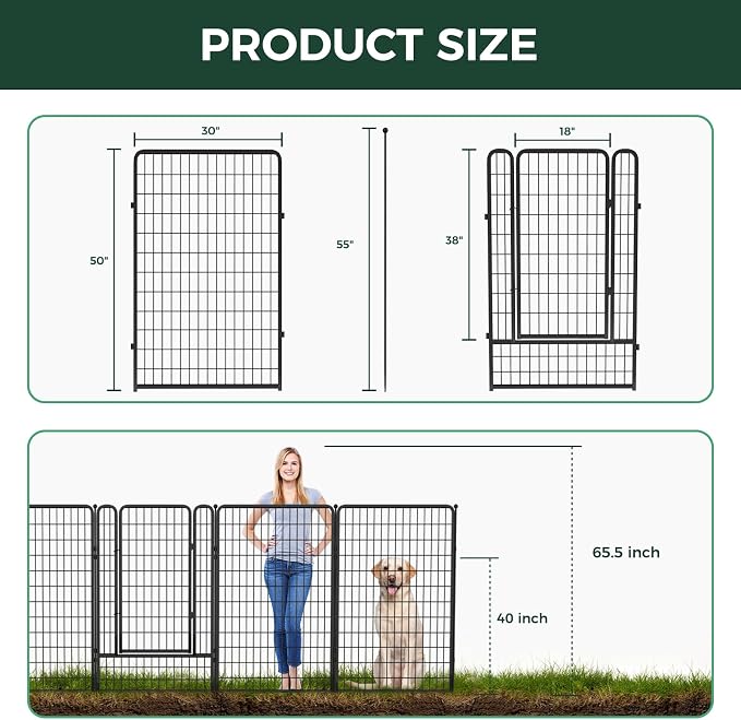 FXW Garden Fence Outdoor for The Yard – 50in x 20.8ft Heavy Duty Metal Animal - Image 5