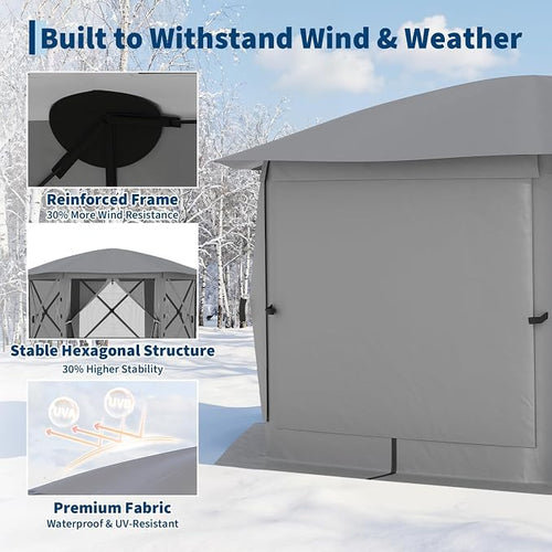 11.5x11.5FT 6-Sided Pop Up Gazebo Tent，One-Push Setup Canopy Tent - Image 2