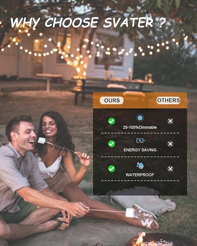 String Lights 200 FT Black G40 Waterproof Patio Lights