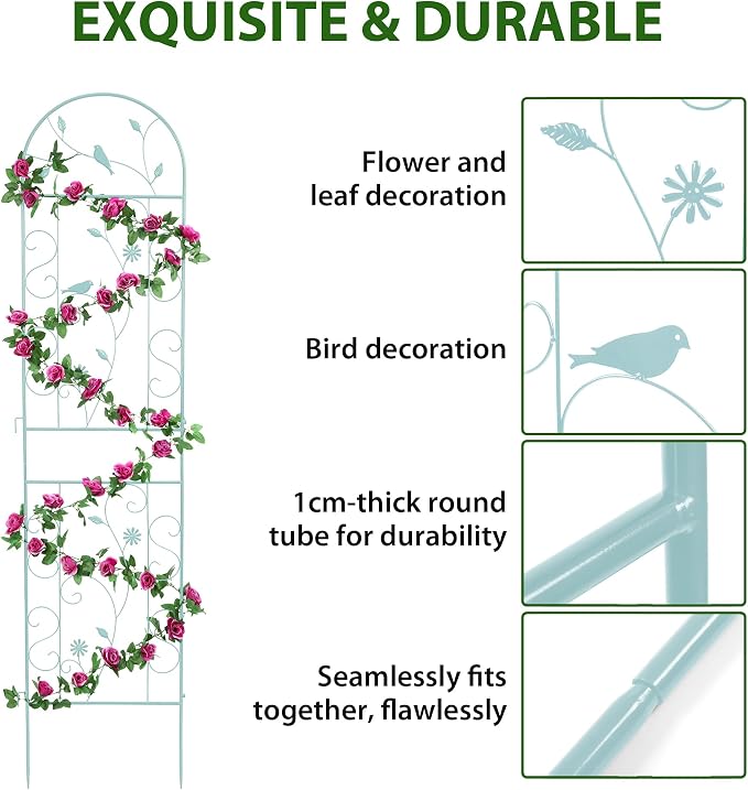 Metal Garden Trellis for Climbing Plants, 86.5" x 19.7" Metal Plant Trellis - Image 6