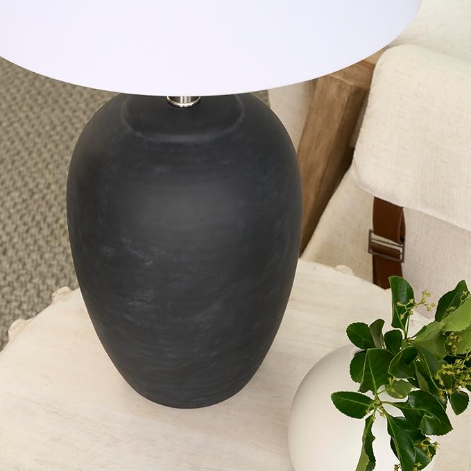 Table Lamp with Black Distressed Ceramic Base, 23-Inch Height