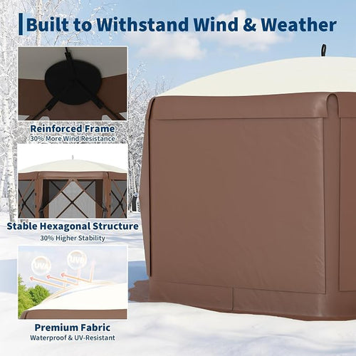 11.5x11.5FT 6-Sided Pop Up Gazebo Tent，One-Push Setup Canopy Tent - Image 2