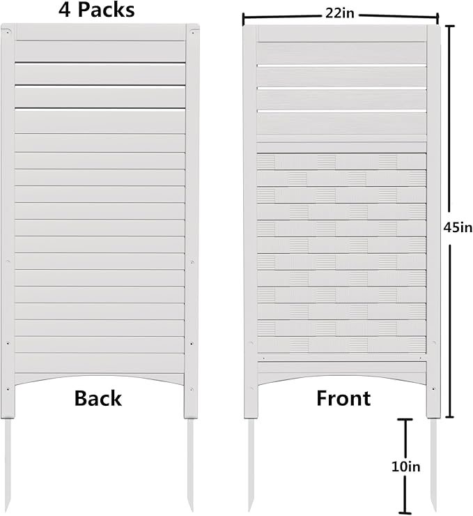 Decorative Fence Panels, 4-Pack Off-White Resin Privacy Screens