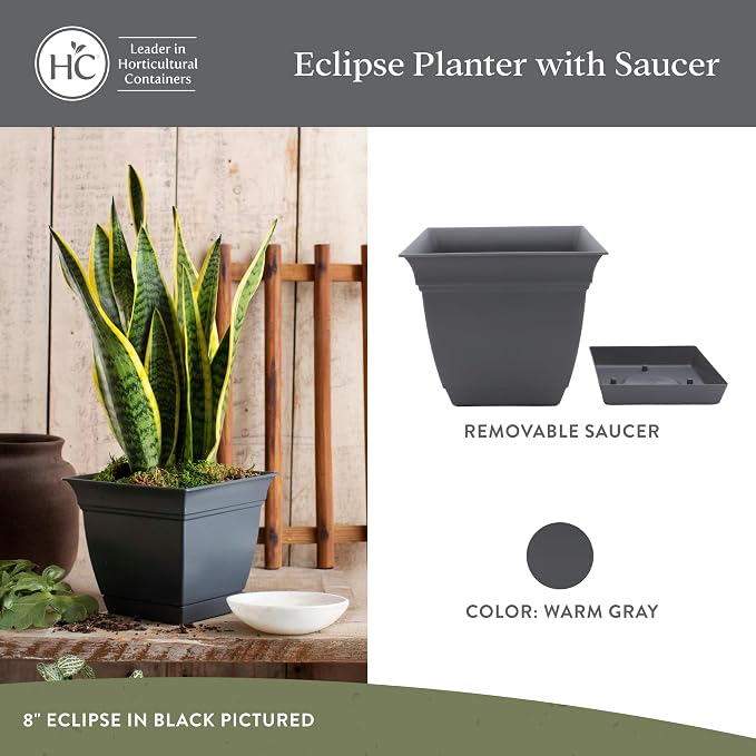 The HC Companies 8 Inch Eclipse Square Planter Pots - Image 2