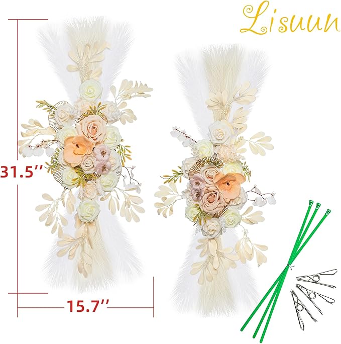 Artificial Flowers Wedding Arch Swag Set, Beige White Silk Blend