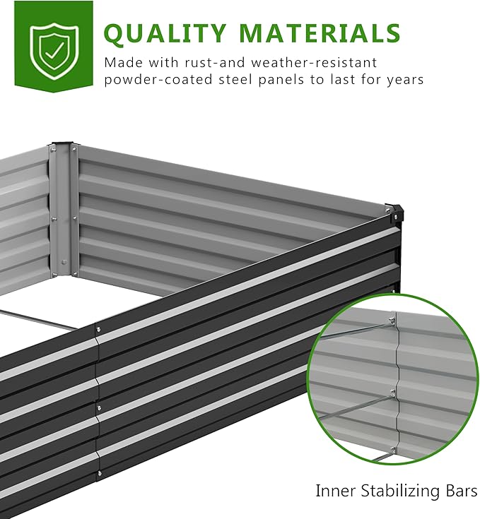 2PCS 12x3x1ft Galvanized Raised Garden Bed Kit, Galvanized Planter Raised - Image 5