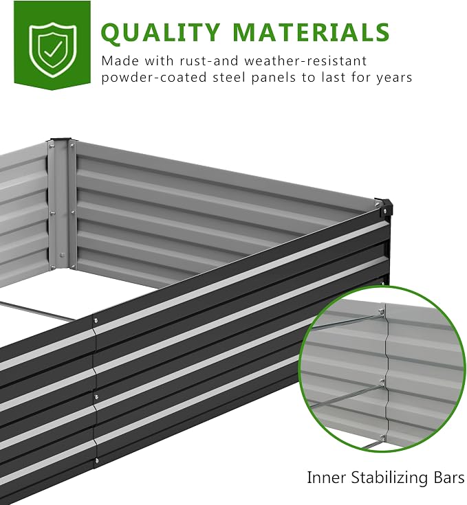 2PCS 10x3x1ft Galvanized Raised Garden Bed Kit, Galvanized Planter Raised - Image 5