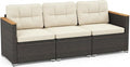 Tangkula 3-Seat Patio Wicker Couch Sofa, Outdoor 3 Seater Rattan Furniture Set by TANGKULA
